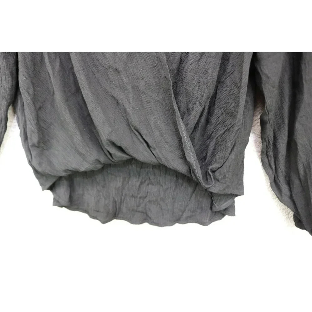 Free People Black Long Puff Sleeve Wrap Top-Small/Petite-Oversized - Picture 5 of 14